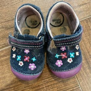 Stride Rite Navy Blue Floral Mary Janes sz 5